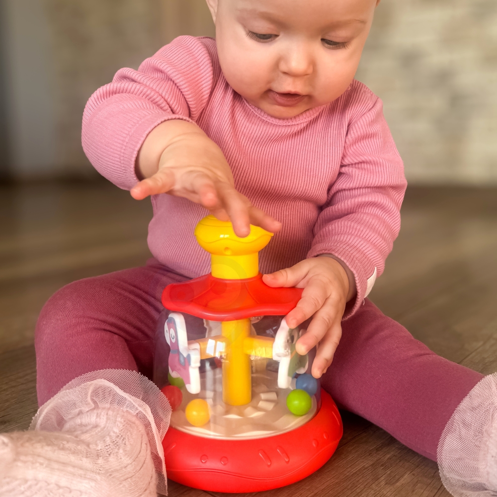 Spalvinga arkliukų karuselė WOOPIE BABY, raudona-Žaislai, Kūdikiams, Žaislai mažyliams (iki 4 m.