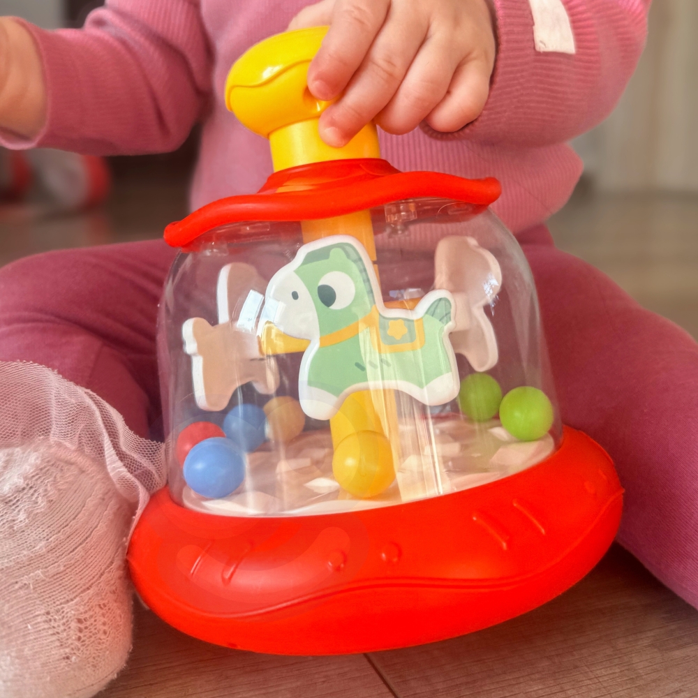 Spalvinga arkliukų karuselė WOOPIE BABY, raudona-Žaislai, Kūdikiams, Žaislai mažyliams (iki 4 m.
