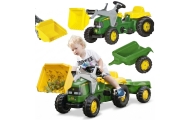 Rolly Toys RollyKid  John Deere Traktor na Pedały z Łyżką i Przyczepą - Zielony