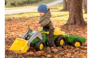 Pedalinis traktorius su kaušu ir priekaba Rolly Toys RollyKid John Deere, žalias-Judėjimui, Minami traktoriai ir jų priedai-e-va