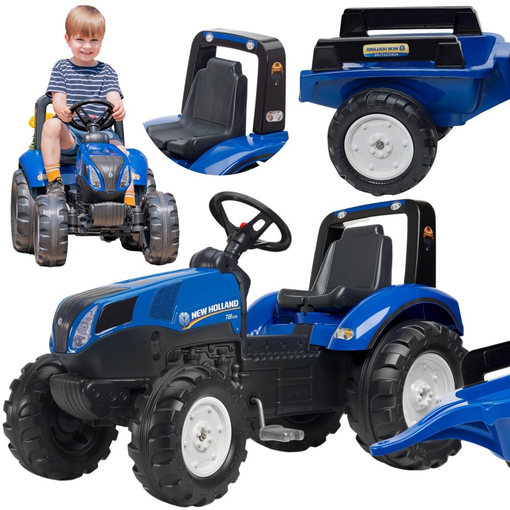 FALK Traktor na Pedały New Holland Duży z Przyczepką od 3 lat