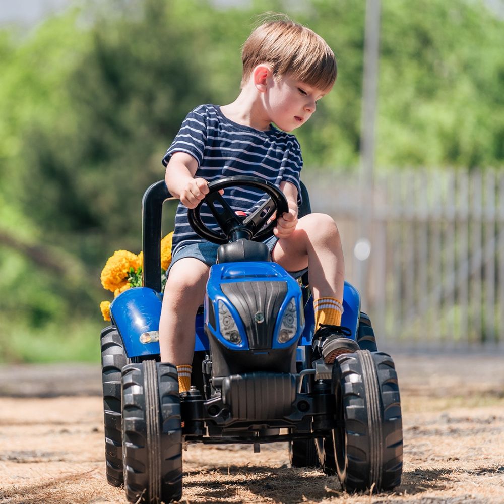 Pedalinis traktorius FALK New Holland Large su priekaba nuo 3 metų-Judėjimui, Minami traktoriai ir jų priedai-e-vaikas