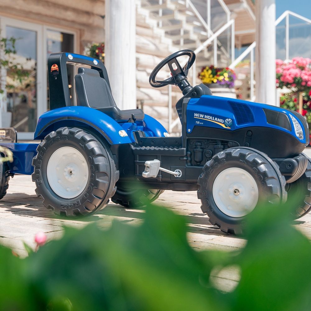 Pedalinis traktorius FALK New Holland Large su priekaba nuo 3 metų-Judėjimui, Minami traktoriai ir jų priedai-e-vaikas