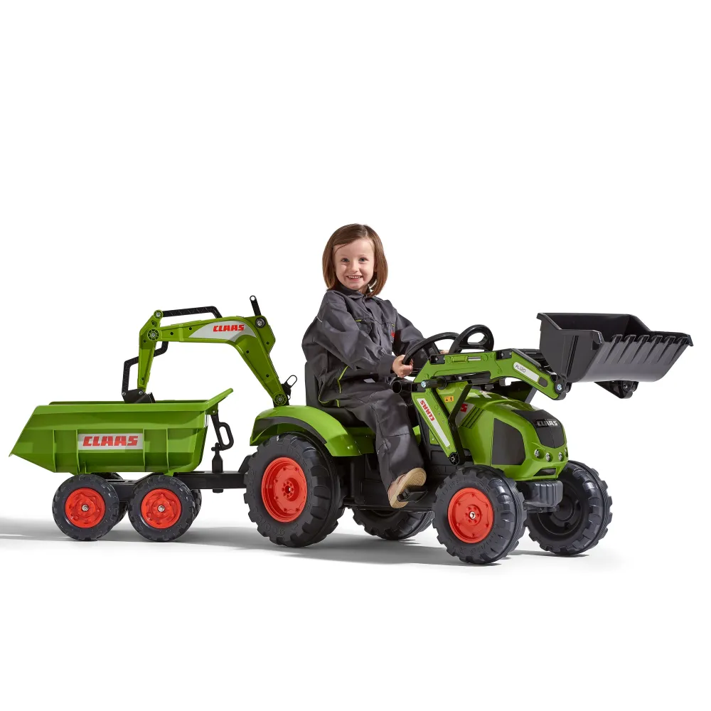 FALK CLAAS Pedal Tractor with Trailer, Bucket and Dozer from 3 Years