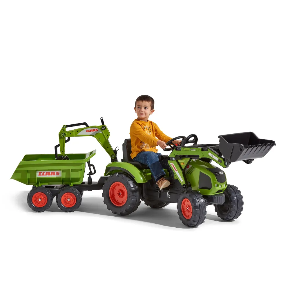 FALK CLAAS Pedal Tractor with Trailer, Bucket and Dozer from 3 Years