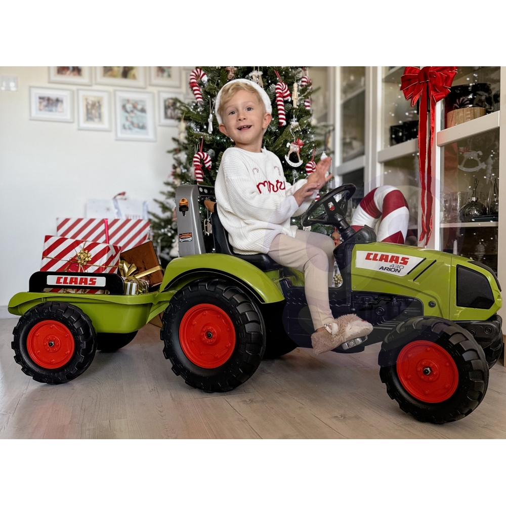 Pedalinis traktorius FALK Claas Large su priekaba nuo 3 metų-Judėjimui, Minami traktoriai ir jų priedai-e-vaikas