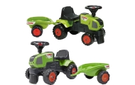 Paspiriamas traktorius su priekaba FALK Baby Claas Axos 310, žalias, nuo 1 metų-Judėjimui, Paspiriamosios mašinėlės ir jų prieda
