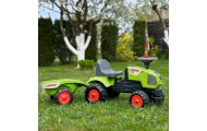 Paspiriamas traktorius su priekaba FALK Baby Claas Axos 310, žalias, nuo 1 metų-Judėjimui, Paspiriamosios mašinėlės ir jų prieda