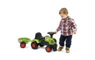 Paspiriamas traktorius su priekaba FALK Baby Claas Axos 310, žalias, nuo 1 metų-Judėjimui, Paspiriamosios mašinėlės ir jų prieda