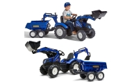 Pedalinis traktorius FALK New Holland su priekaba mėlynas nuo 3 metų-Judėjimui, Minami traktoriai ir jų priedai-e-vaikas