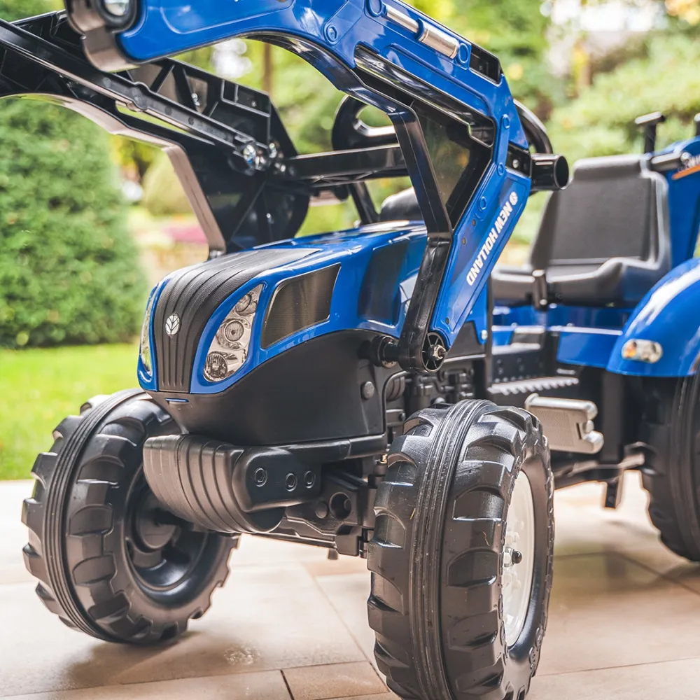 Pedalinis traktorius FALK New Holland su priekaba mėlynas nuo 3 metų-Judėjimui, Minami traktoriai ir jų priedai-e-vaikas