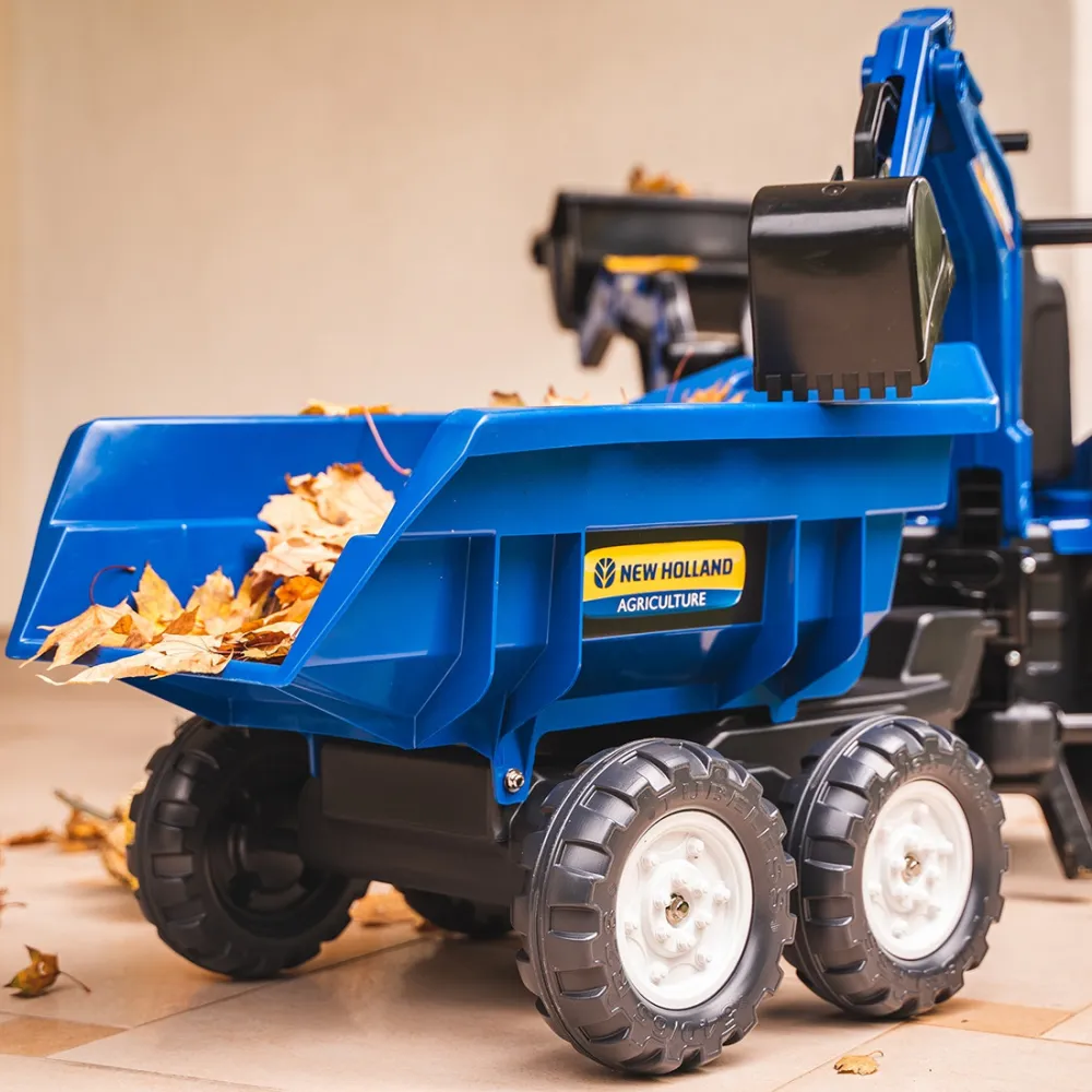 Pedalinis traktorius FALK New Holland su priekaba mėlynas nuo 3 metų-Judėjimui, Minami traktoriai ir jų priedai-e-vaikas