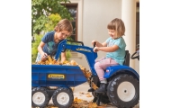 FALK Traktorek New Holland na Pedały Niebieski z Przyczepką od 3 Lat