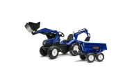 FALK Traktorek New Holland na Pedały Niebieski z Przyczepką od 3 Lat