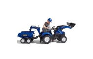 FALK Traktorek New Holland na Pedały Niebieski z Przyczepką od 3 Lat