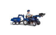 FALK Traktorek New Holland na Pedały Niebieski z Przyczepką od 3 Lat