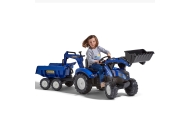 Pedalinis traktorius FALK New Holland su priekaba mėlynas nuo 3 metų-Judėjimui, Minami traktoriai ir jų priedai-e-vaikas