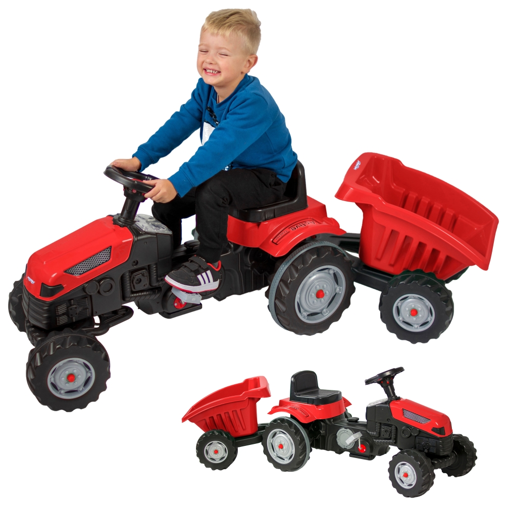WOOPIE Farmer GoTrac MAXI Pedal Tractor with Silent Wheel Trailer 