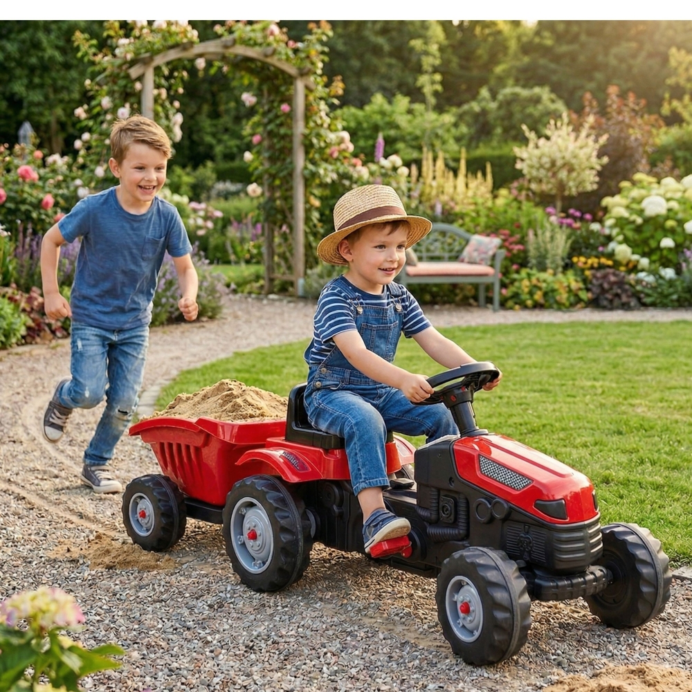 WOOPIE Farmer GoTrac MAXI Pedal Tractor with Silent Wheel Trailer 