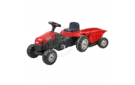 „WOOPIE Farmer GoTrac MAXI“ pedalinis traktorius su tyliu ratiniu priekaba					