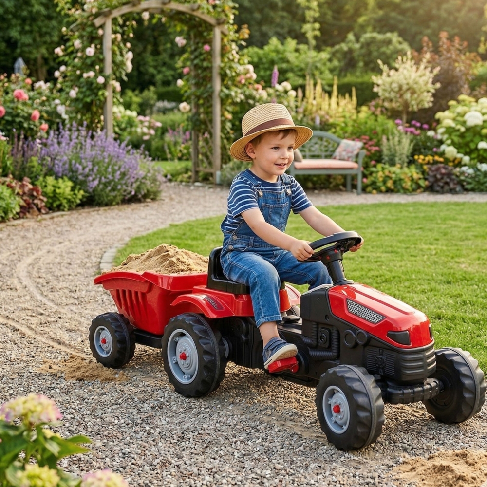 WOOPIE Farmer GoTrac MAXI Pedal Tractor with Silent Wheel Trailer 