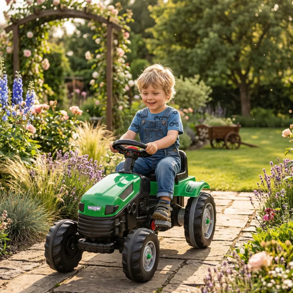 Pedalinis traktorius WOOPIE Farmer GoTrac, žalias-Judėjimui, Minami traktoriai ir jų priedai-e-vaikas