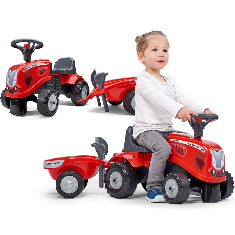 FALK Baby Mac Cormick Red Tractor with Trailer + accessories from 1 year