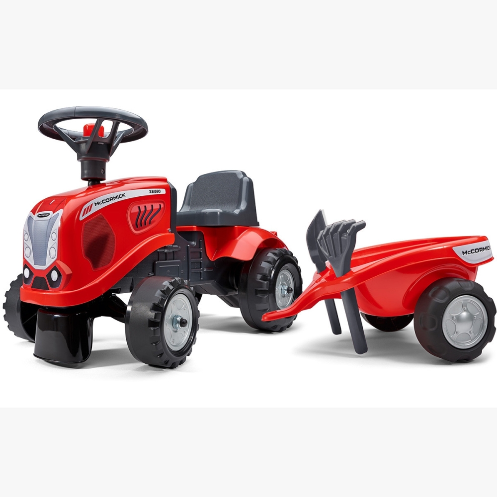 FALK Baby Mac Cormick Red Tractor with Trailer + accessories from 1 year