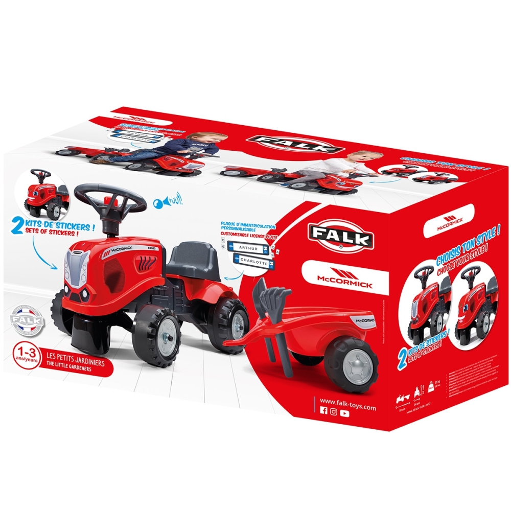 FALK Baby Mac Cormick Red Tractor with Trailer + accessories from 1 year