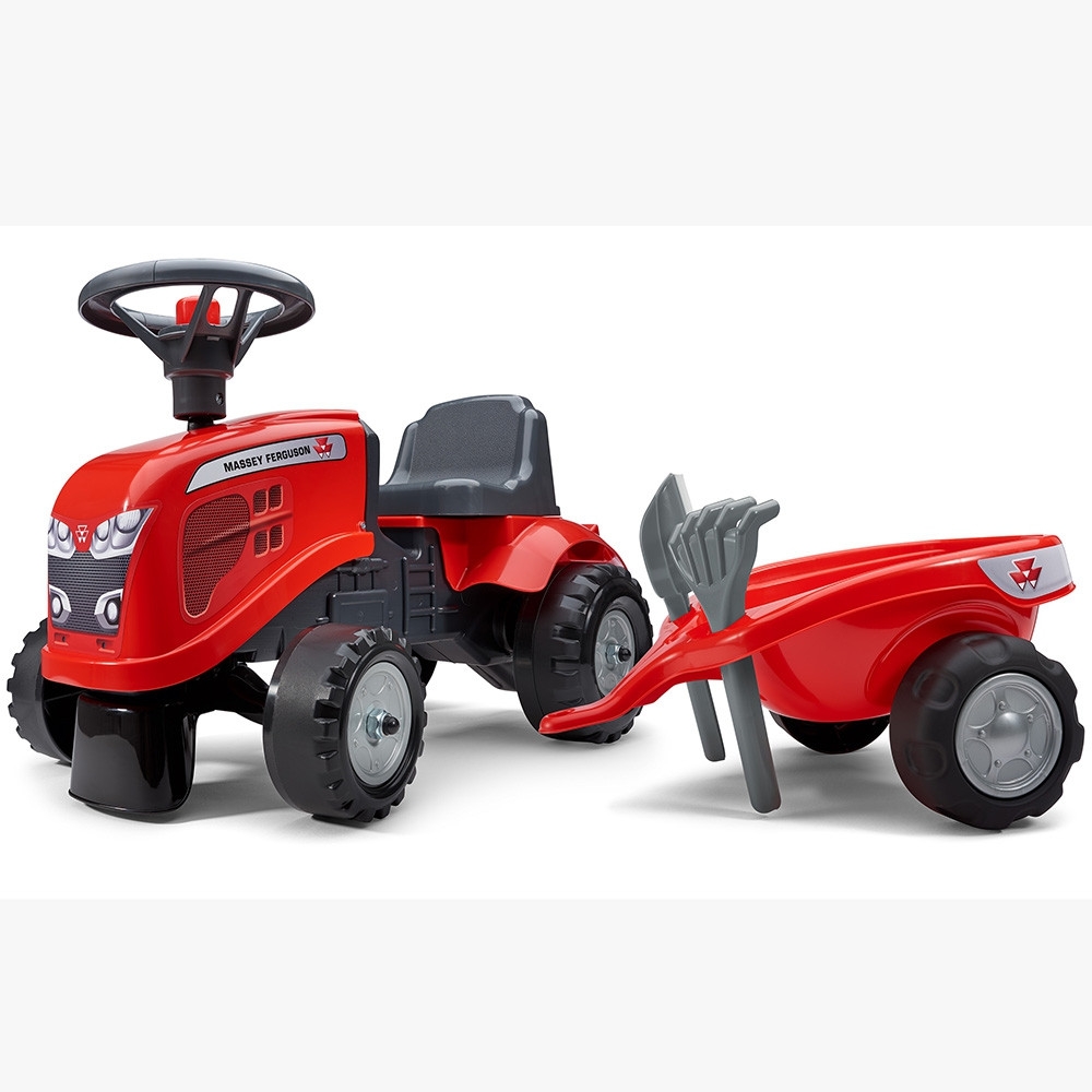Paspiriamas traktorius su priekaba FALK Baby Massey Ferguson, raudonas + priedai, nuo 1 metų-Judėjimui, Paspiriamosios mašinėlės