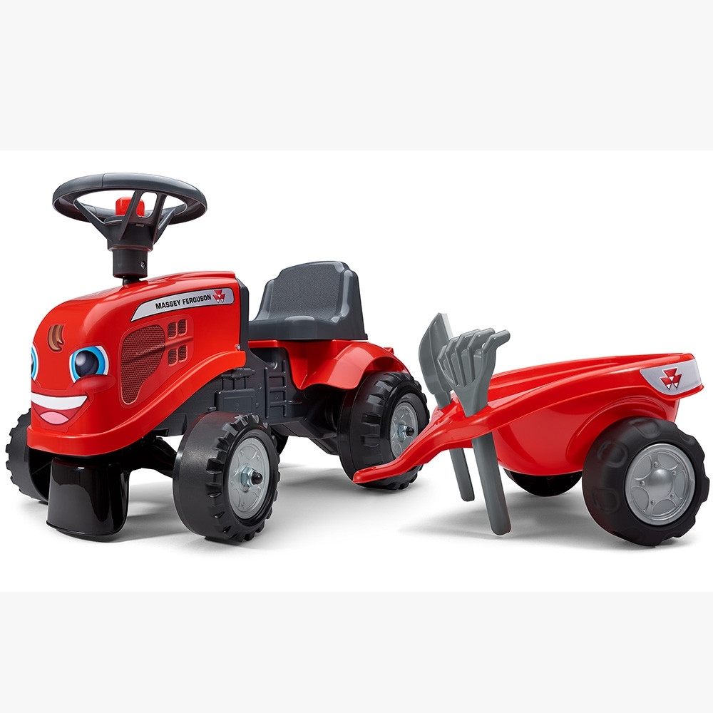 Paspiriamas traktorius su priekaba FALK Baby Massey Ferguson, raudonas + priedai, nuo 1 metų-Judėjimui, Paspiriamosios mašinėlės