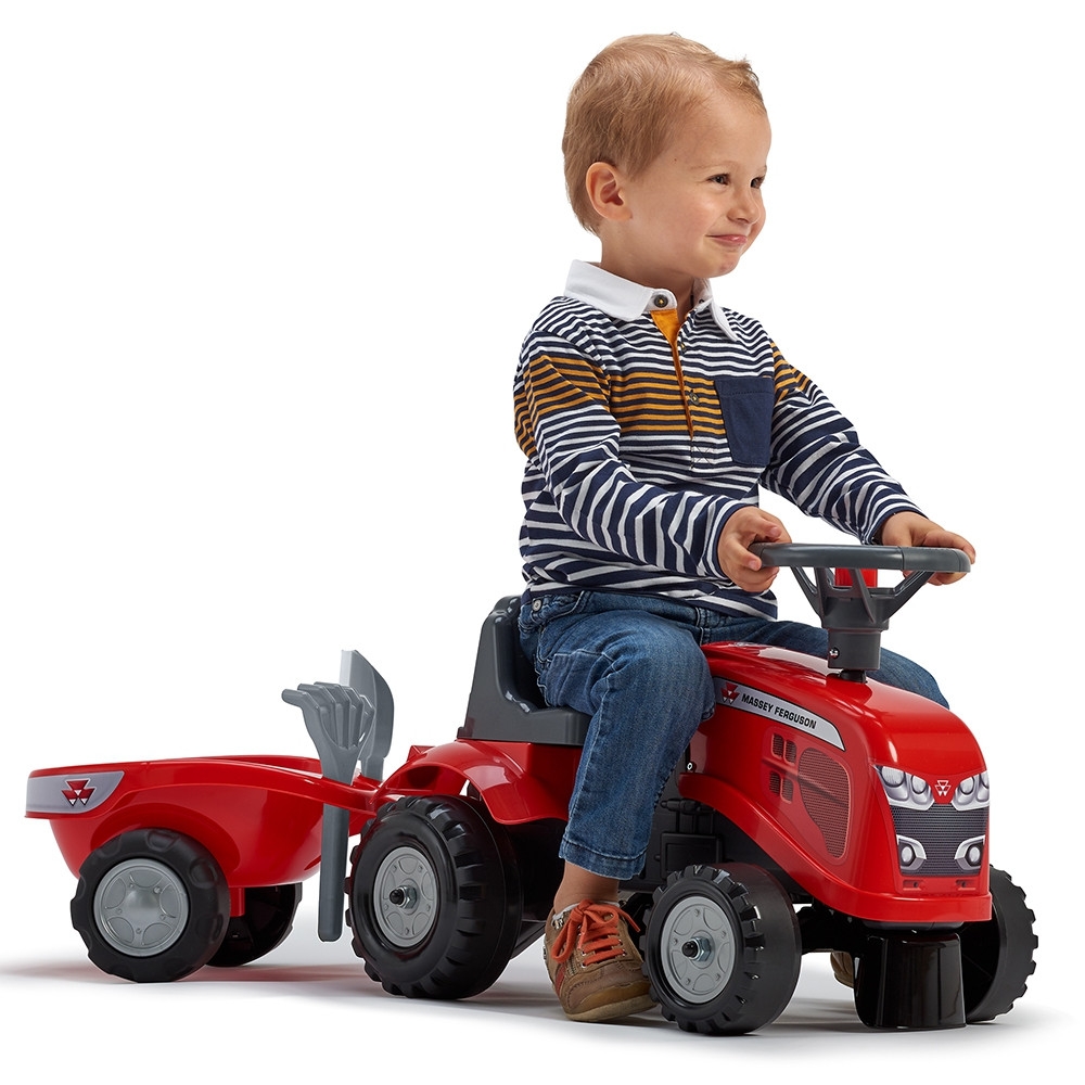 Paspiriamas traktorius su priekaba FALK Baby Massey Ferguson, raudonas + priedai, nuo 1 metų-Judėjimui, Paspiriamosios mašinėlės
