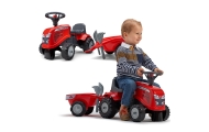 Paspiriamas traktorius su priekaba FALK Baby Massey Ferguson, raudonas + priedai, nuo 1 metų-Judėjimui, Paspiriamosios mašinėlės