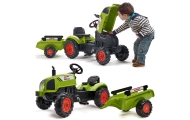 FALK Claas Green Pedal Tractor with Horn and Trailer 2-5 Years