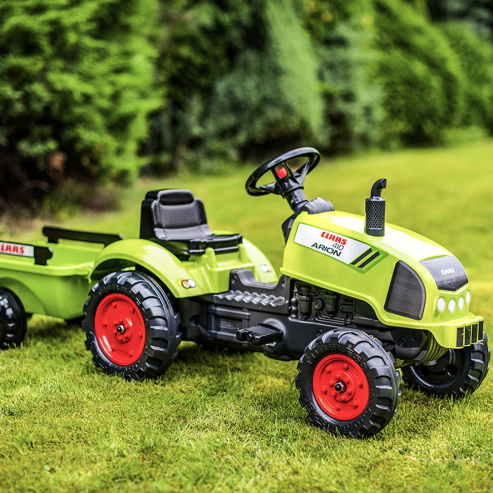 FALK Claas Green Pedal Tractor with Horn and Trailer 2-5 Years