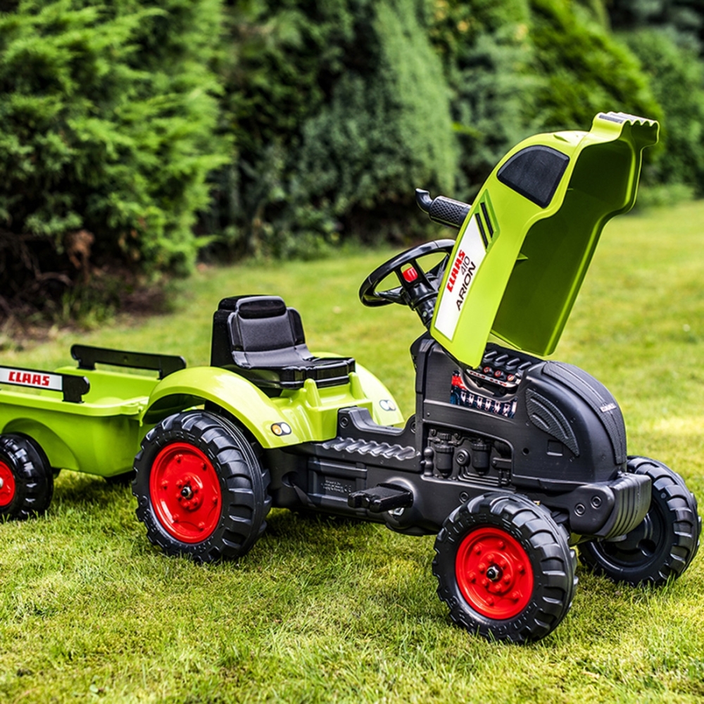 FALK Claas Green Pedal Tractor with Horn and Trailer 2-5 Years