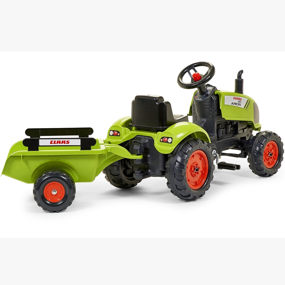 FALK Claas Green Pedal Tractor with Horn and Trailer 2-5 Years
