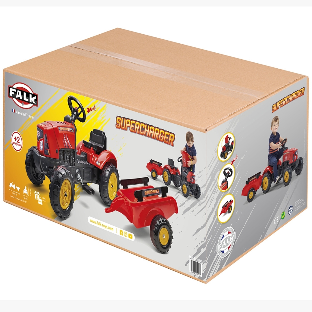 Pedalinis traktorius FALK Supercharger 2m.+ Raudonas-Judėjimui, Minami traktoriai ir jų priedai-e-vaikas