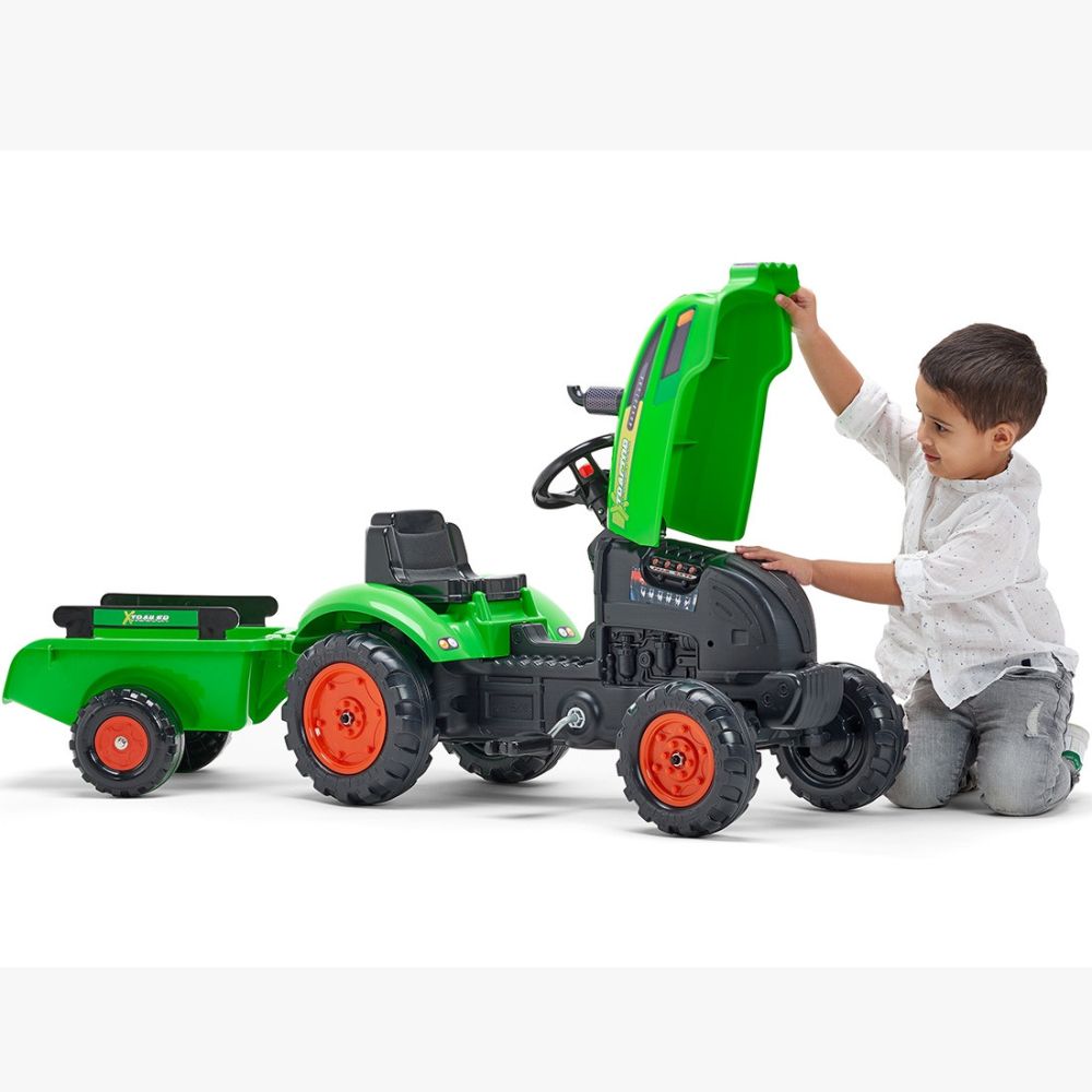 FALK X Tractor Green with Trailer Horn for 2 Years and Up