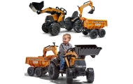 FALK Traktor Case IH Backhoe Pomarańczowy z Przyczepką Ruchoma Łyżka od 3 Lat