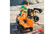 Pedalinis traktorius FALK Case IH ekskavatorius oranžinis su priekaba, judančiu kaušu nuo 3 metų-Judėjimui, Minami traktoriai ir