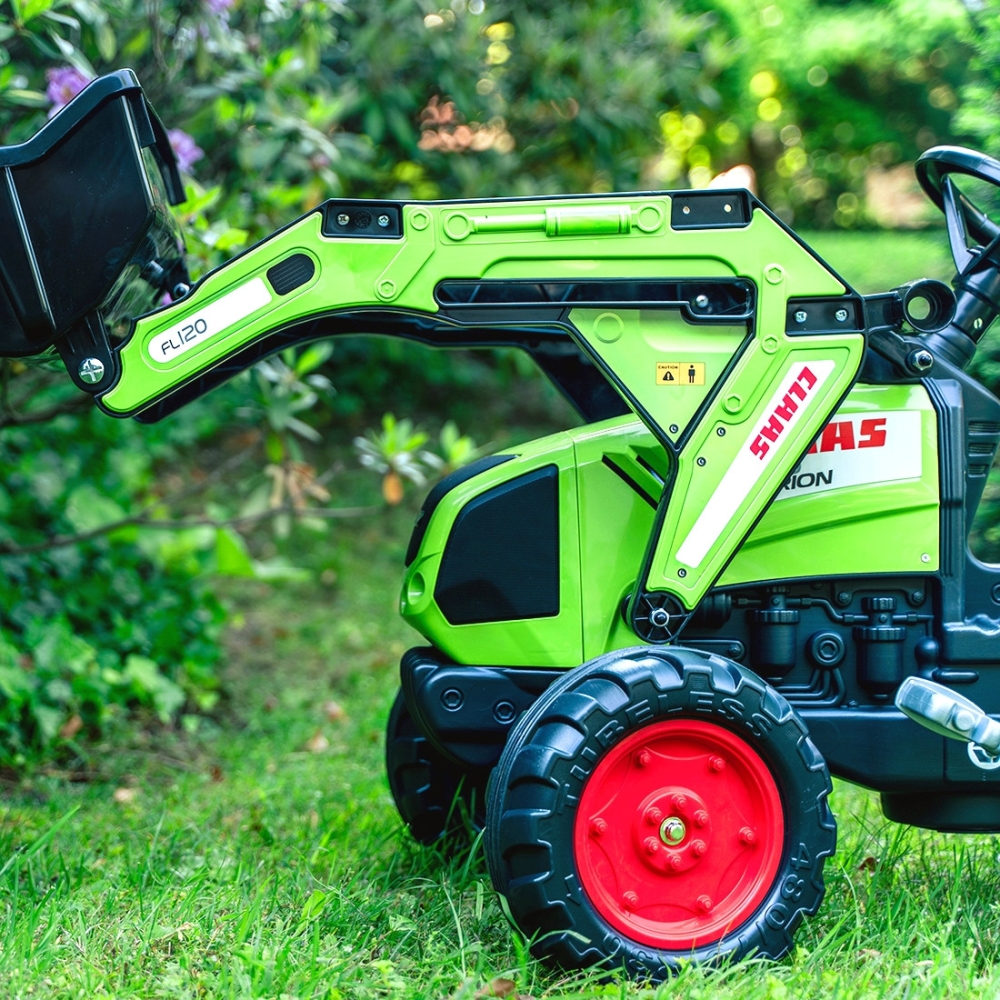 Pedalinis traktorius su kaušu ir priekaba FALK Žalias CLAAS nuo 3 metų-Judėjimui, Minami traktoriai ir jų priedai-e-vaikas