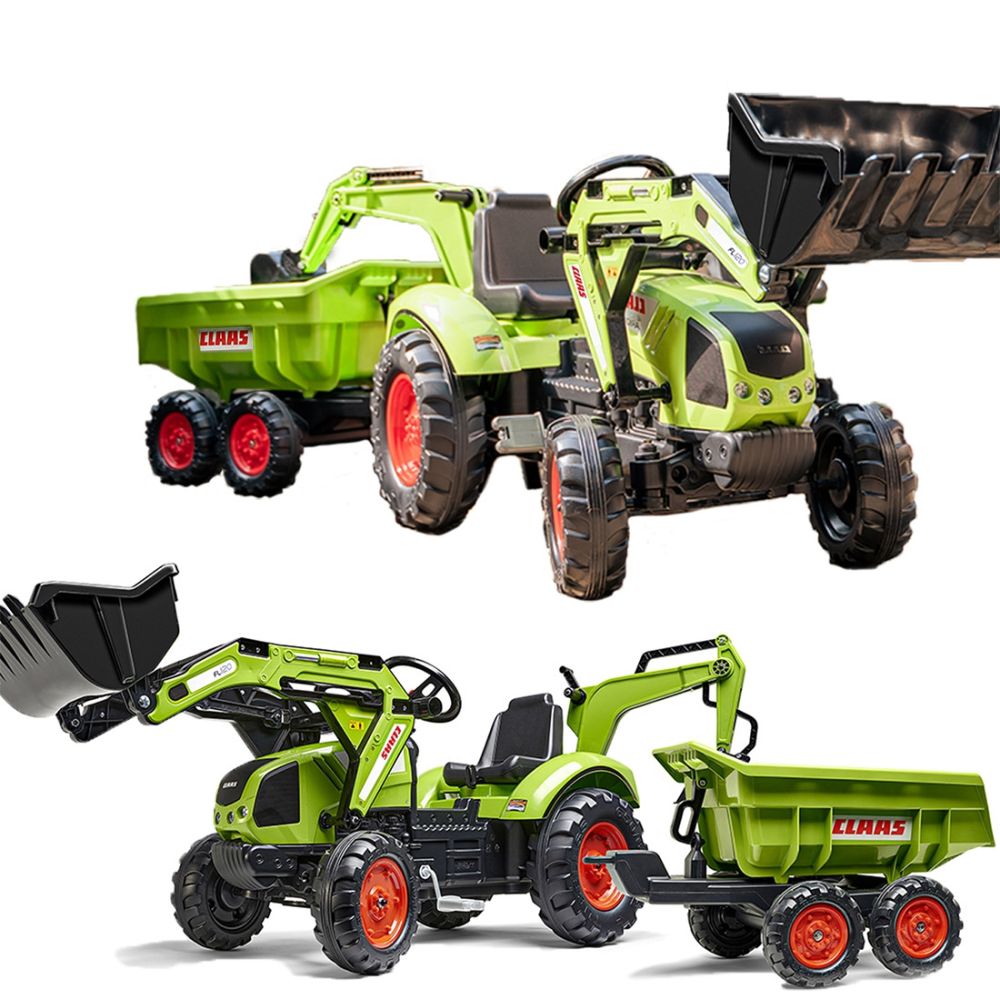 FALK Claas Axos 330 Pedal Tractor with Excavator and Trailer 3-7 years
