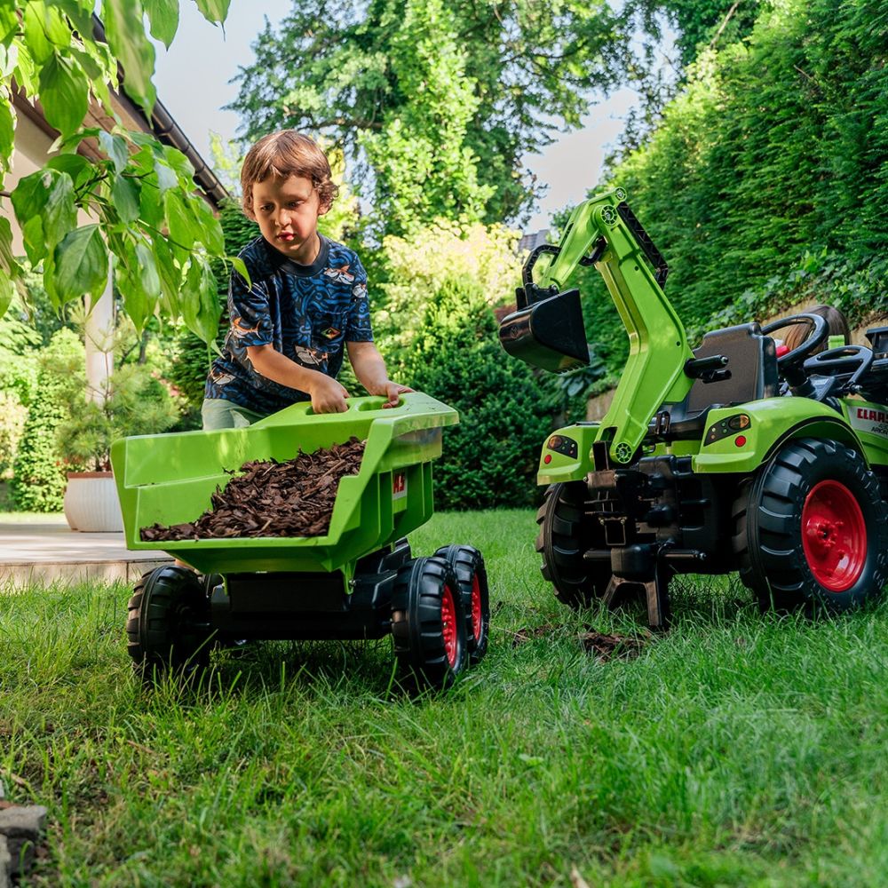 Minamas traktorius FALK Claas Axos 330 su kaušu ir priekaba (3–7 metai)-Judėjimui, Minami traktoriai ir jų priedai-e-vaikas