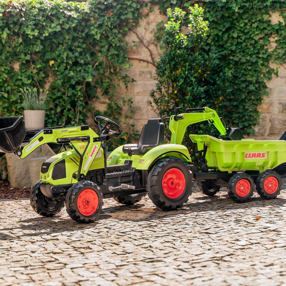 Minamas traktorius FALK Claas Axos 330 su kaušu ir priekaba (3–7 metai)-Judėjimui, Minami traktoriai ir jų priedai-e-vaikas