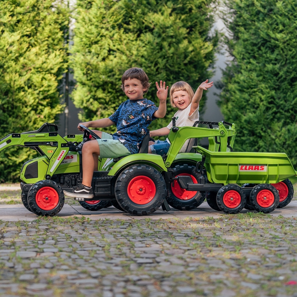 Minamas traktorius FALK Claas Axos 330 su kaušu ir priekaba (3–7 metai)-Judėjimui, Minami traktoriai ir jų priedai-e-vaikas