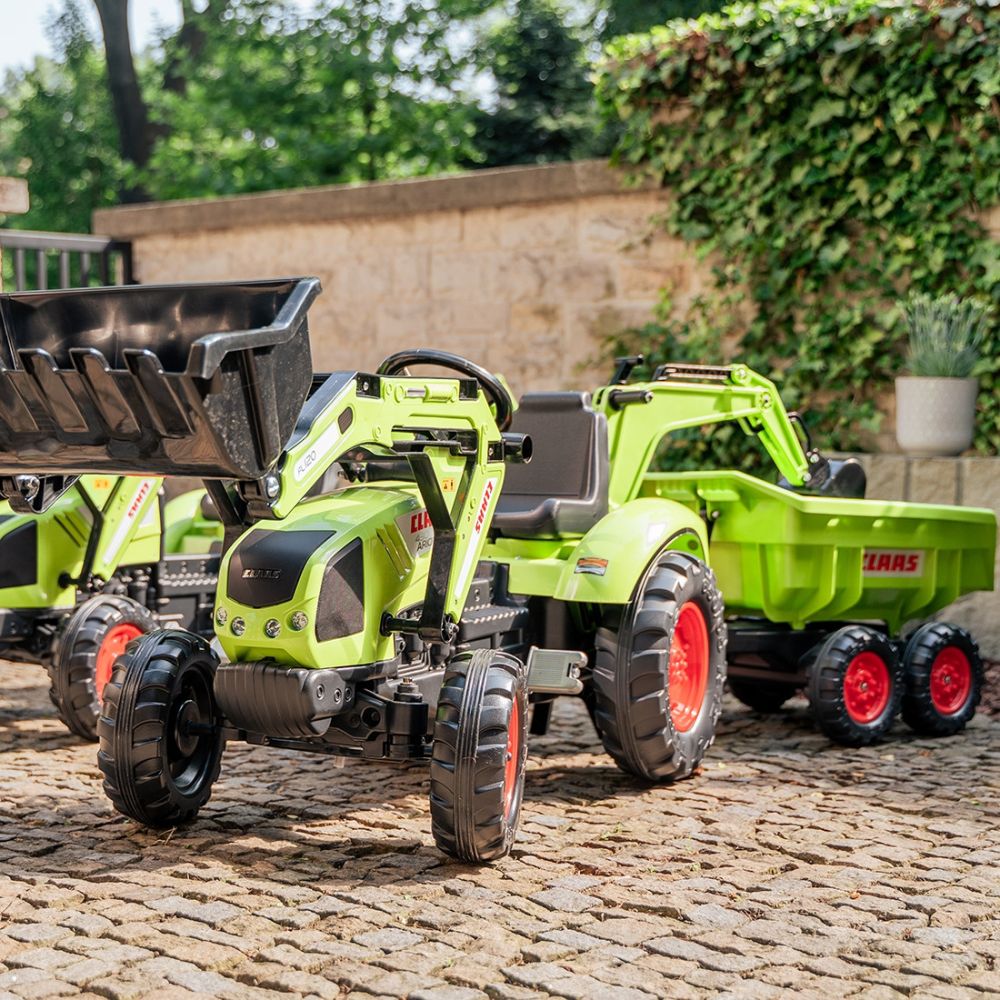 FALK Claas Axos 330 Pedal Tractor with Excavator and Trailer 3-7 years