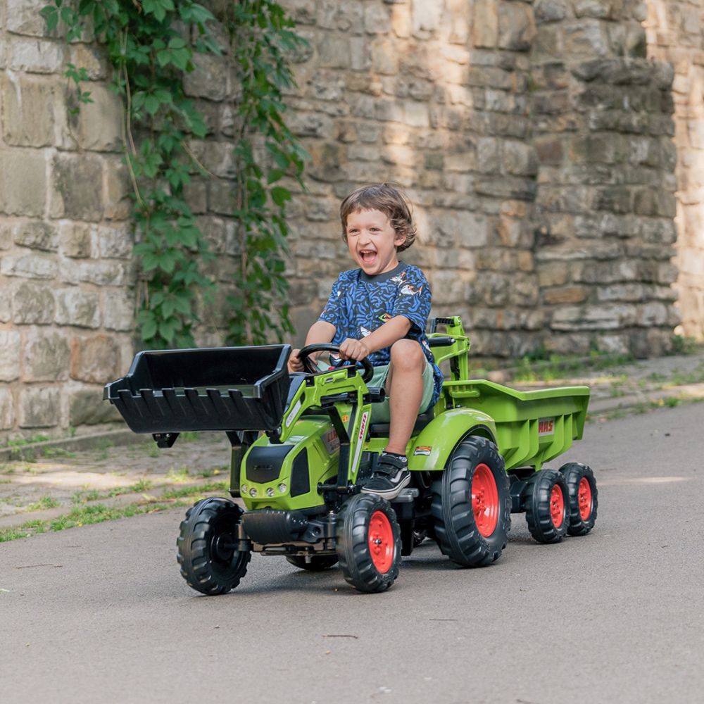 Minamas traktorius FALK Claas Axos 330 su kaušu ir priekaba (3–7 metai)-Judėjimui, Minami traktoriai ir jų priedai-e-vaikas