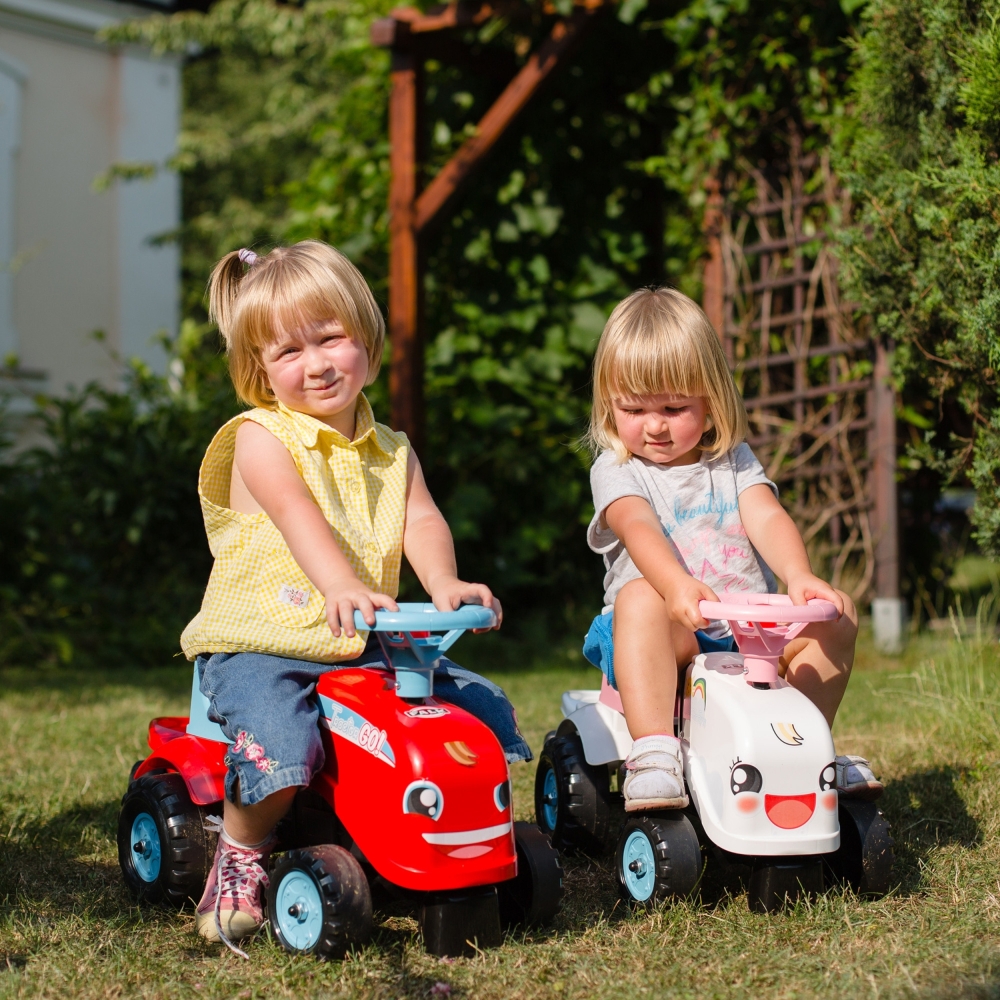 Paspiriamas traktorius FALK Go! su priekaba, raudonas, 1–3 m.-Judėjimui, Paspiriamosios mašinėlės ir jų priedai, Paspiriamos maš