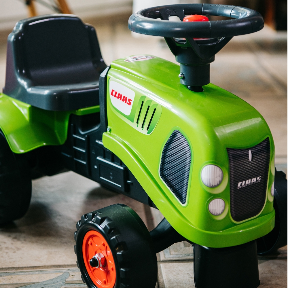 FALK Traktorius Baby Claas Green su priekaba ir priedais nuo 1 metų amžiaus-Judėjimui, Paspiriamosios mašinėlės ir jų priedai, P